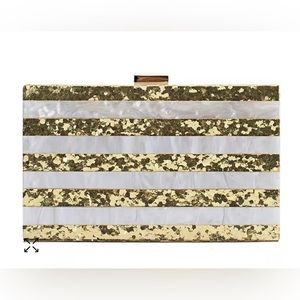 Gold and White Striped Evening Clutch